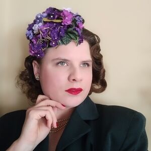 Vintage-Inspired Purple Floral Headpiece